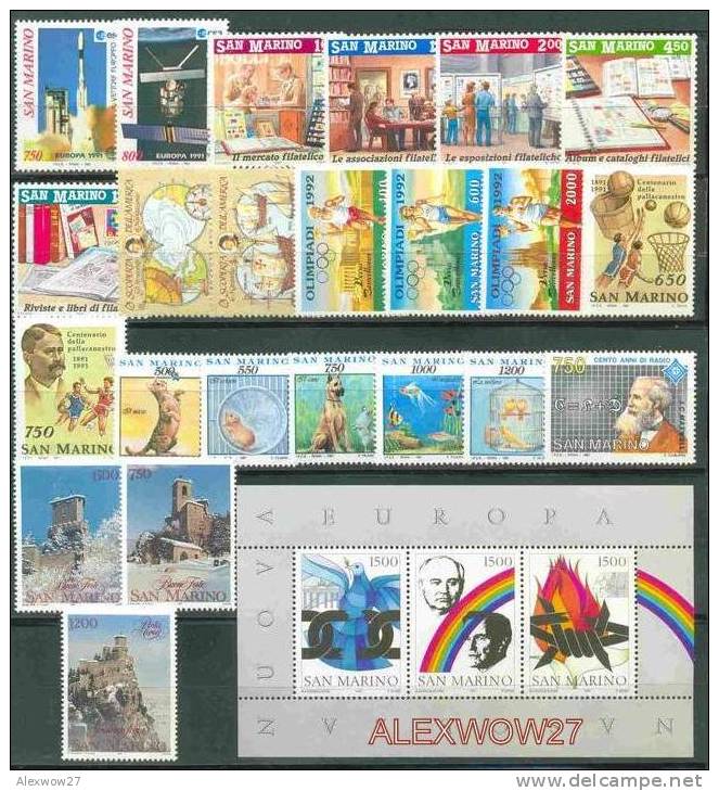 SAN MARINO  1991 -- Annata Completa +1 BF  --- Complete FINE **MNH - Annate Complete