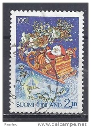 FINLAND 1991 Christmas - 2m.10 - Father Christmas In Sleigh Over New Arctic Circle Post Office  FU - Usati