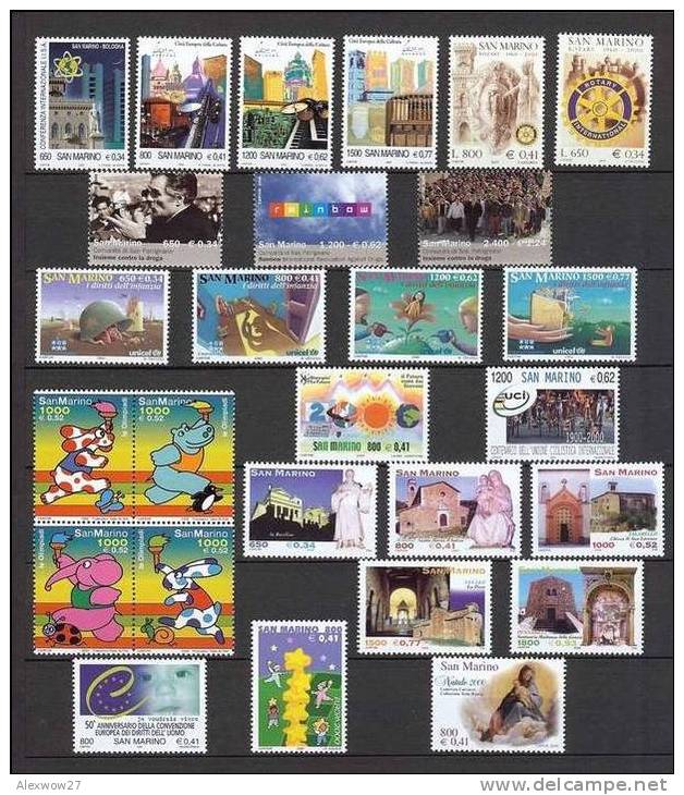 SAN MARINO  2000 -- Annata Completa + 2 BF  --- Complete FINE **MNH - Komplette Jahrgänge