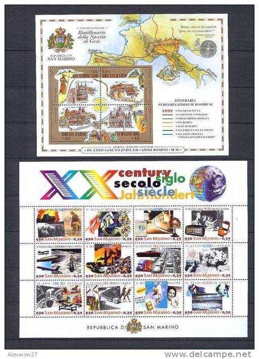 SAN MARINO  2000 -- Annata Completa + 2 BF  --- Complete FINE **MNH - Annate Complete