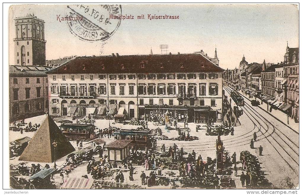 C.P.A.  (  KARLSRUHE  " Marklplatz  - Carte Très  Animée " - Karlsruhe