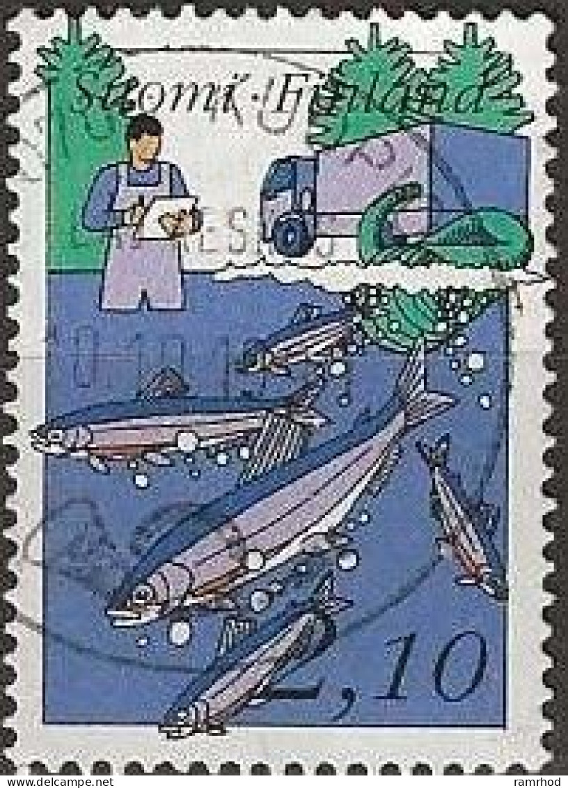 FINLAND 1991 Centenary Of Central Fishery Organization - 2m.10 Restocking With Whitefish From Lorry FU - Used Stamps
