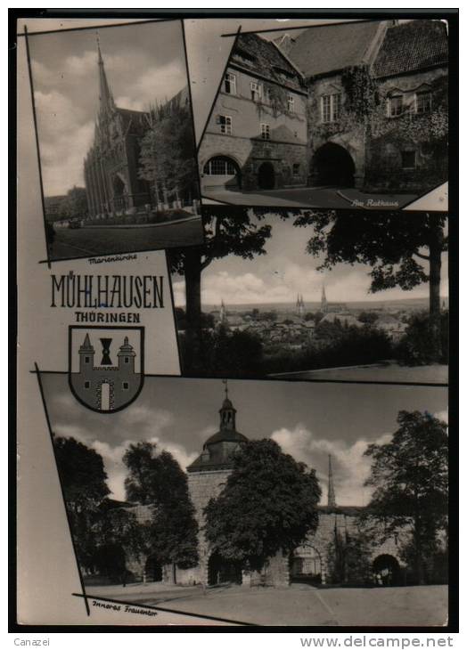 AK Mühlhausen/Thüringen, Rathaus,Marienkriche, Inneres Frauentor, Echt Foto 1960 - Mühlhausen