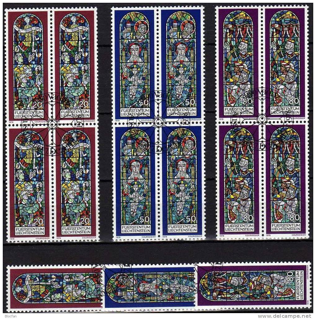 Weihnachten Gemälde 1978 Liechtenstein 764/5 Plus 4-Block O 9€ Fensterglas-Bemalung Christmas Sheet Of Fürstentum EUROPA - Oblitérés