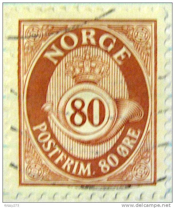 Norway 1893 Posthorn And Crown 80ore - Used - Oblitérés