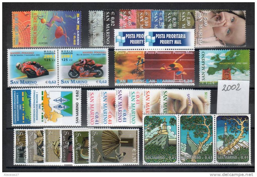 SAN MARINO  2002 -- Annata Completa + 3 BF  --- Complete FINE **MNH - Komplette Jahrgänge