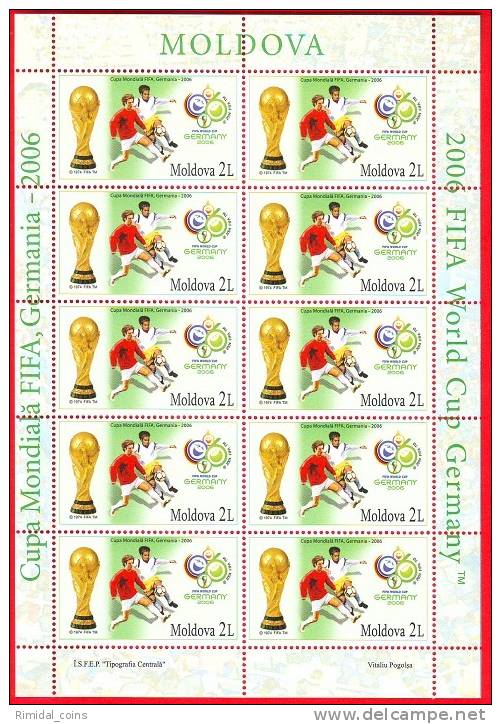 Moldova, Moldawien, Moldavie, Stamp Sheetlet, Football FIFA 2006 Germany - 2006 – Allemagne