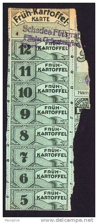 1920  Frankfurt /M. Früh-Kartoffel Karte  Potatoes Ration Card  Rationnement Pommes De Terre - Historical Documents