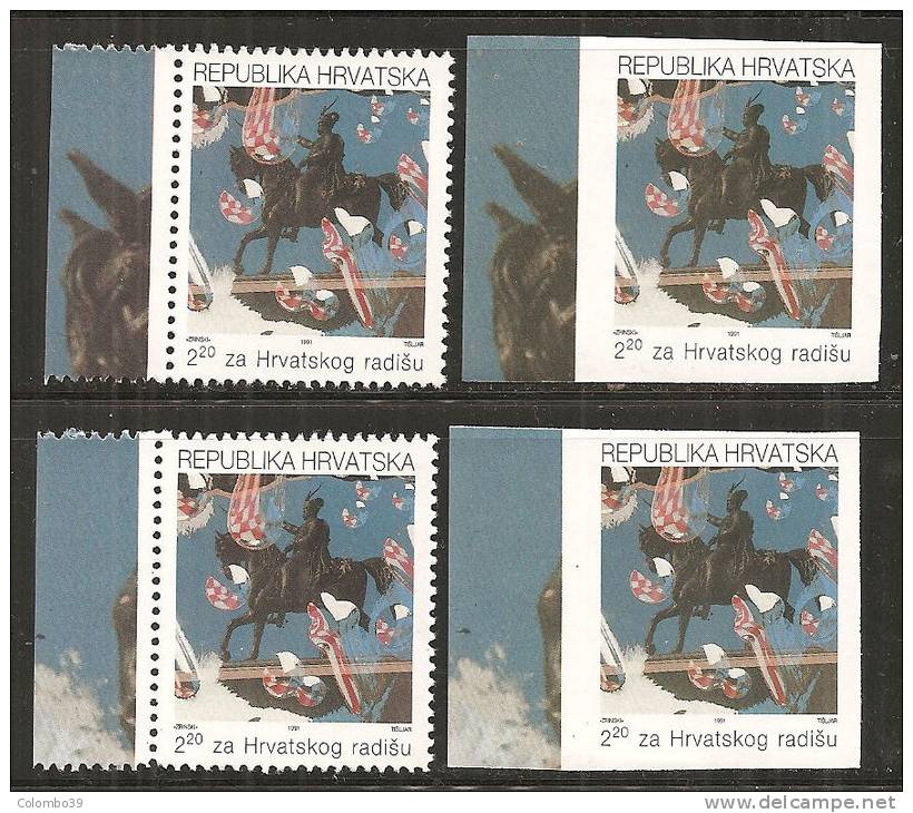 CROAZIA   1991   Beneficenza  MNH** -  Yvert  12-12A  2x + 132 Bloc 4x - Croazia