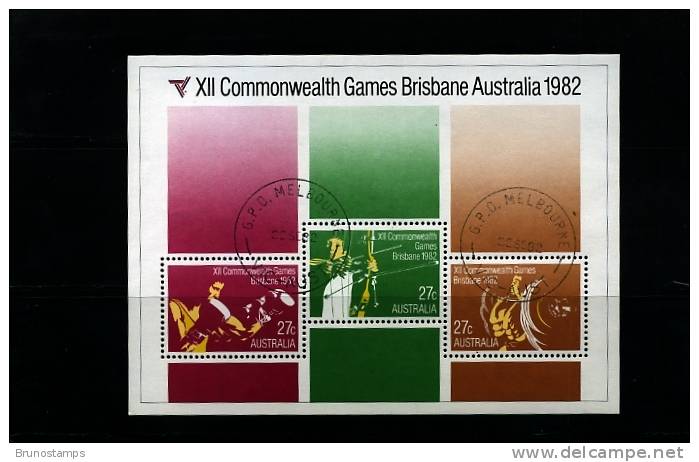 AUSTRALIA - 1982  COMMONWEALTH GAMES  MS  FINE USED  FDI CANCEL - Blocks & Sheetlets