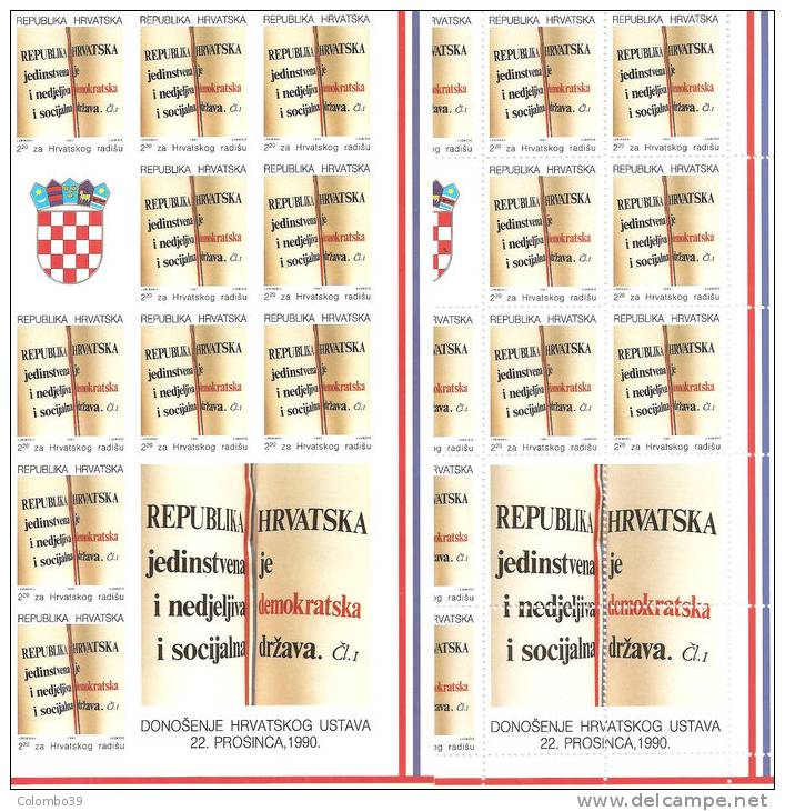 CROAZIA   1991   Beneficenza   Yvert 16-16a   Lavoratori Croati   N. 2 Blocs 10x   MNH** - Croazia