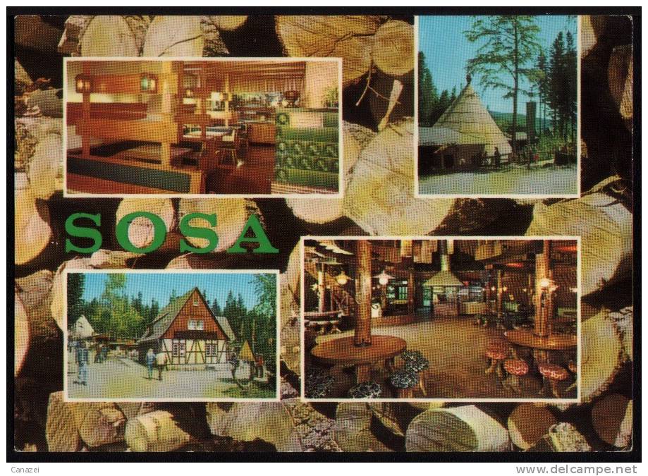 AK Sosa: Konsum-Gaststätten "Köhlerhütte" Und "Meiler", 1980, Ungelaufen - Sosa