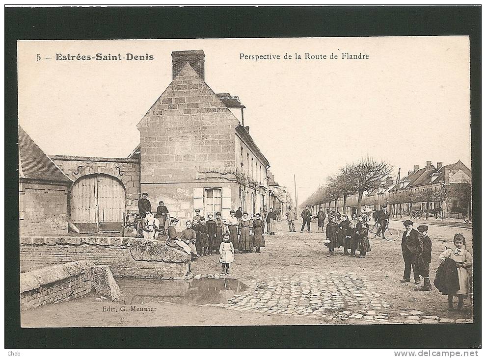 BELLE C.P.A - 5 -- ESTREES - SAINT-DENIS - Perspective De La Route De Flandre - TRES ANIMEE - Estrees Saint Denis