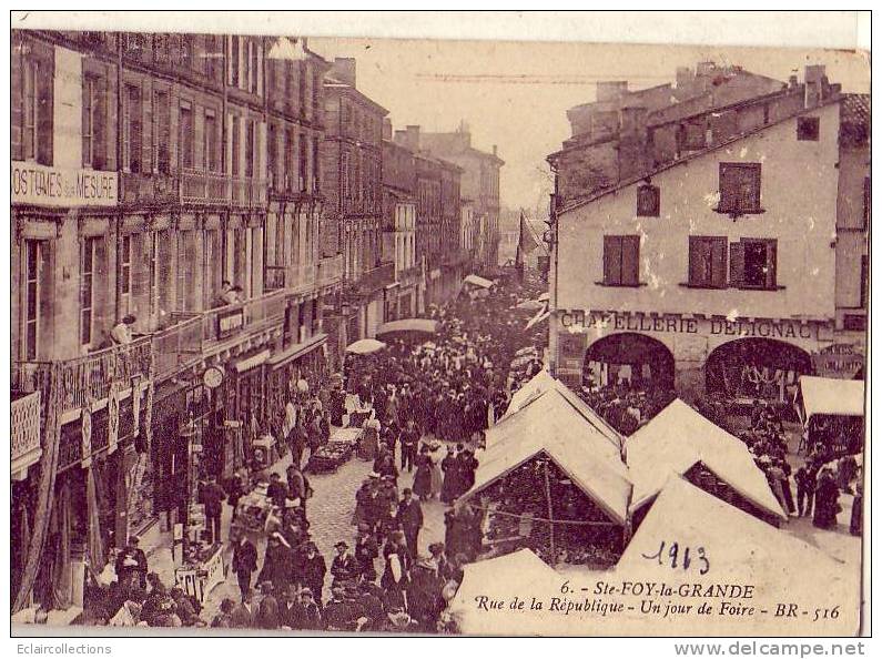 Ste Foy La Grande      Le Marché Rue De La République - Altri & Non Classificati