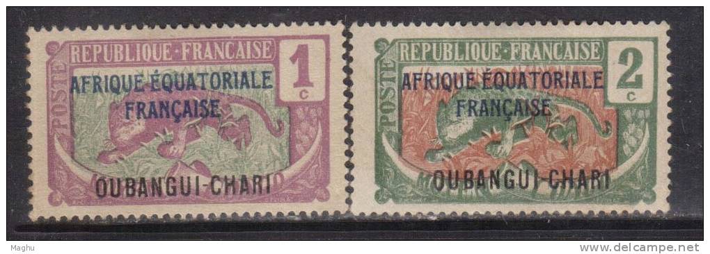 Ubangui  MH No Gum,  2v 1c & 2c. - Unused Stamps