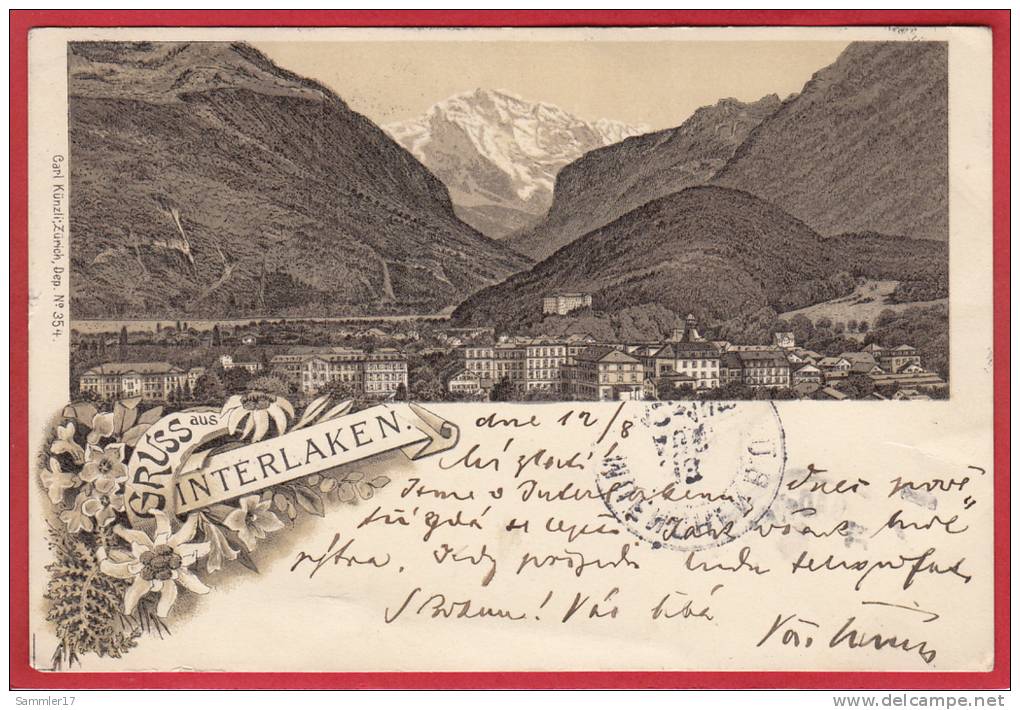 INTERLAKEN LITHO 1896 - Interlaken