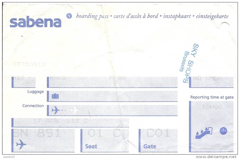3 Cartes D´embarquement Sabena Pour Vol SN De Bruxelles à Lisbonne, Oslo Et Madrid - Instapkaart