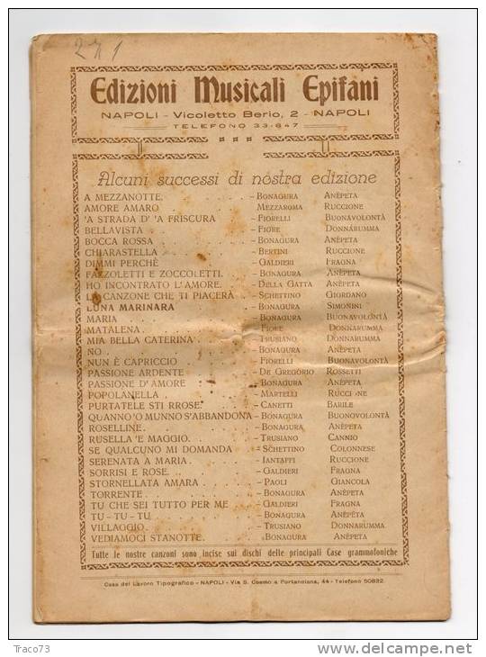PIEDIGROTTA / Le Canzoni - Edizioni Musicali Epifani - Napoli 1941 - Musique