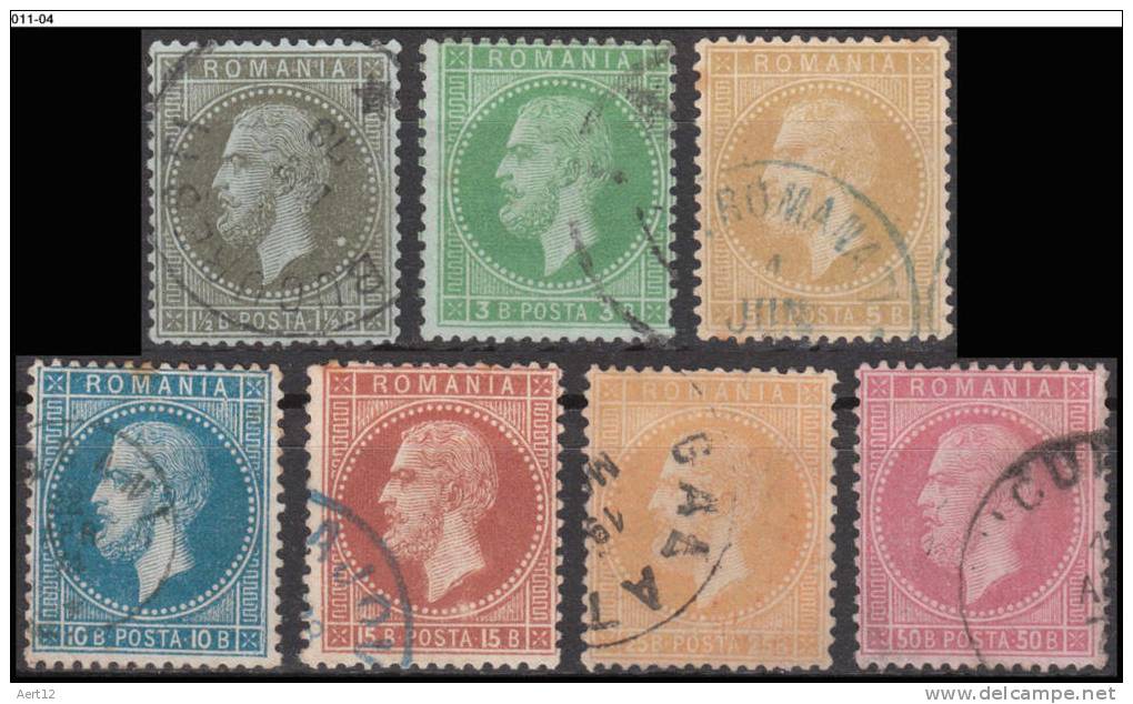 ROMANIA, 1872, Prince Carol; Paris Print, Fine Impression; Cancelled (o); Sc. 53-59. - 1858-1880 Moldavie & Principauté