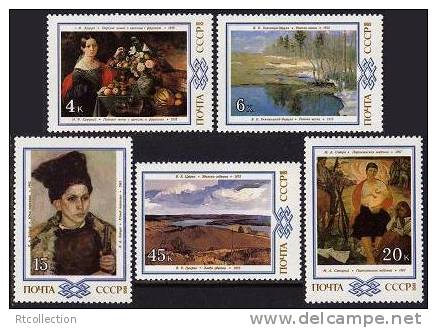 USSR Russia 1983 Byelorussian Paintings White Russians Soviet Art Painting Landscape View Portrait Stamps MNH Mi 5314-18 - Collections