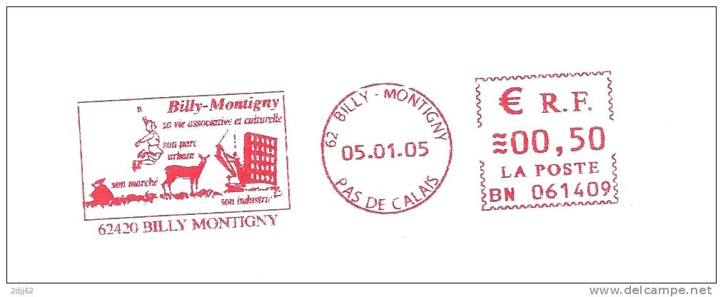 Chevreuil,  Biche, Sport, Pas De Calais, Billy Montigny - EMA Pitney Bowes - Enveloppe Entière  (J334) - Game