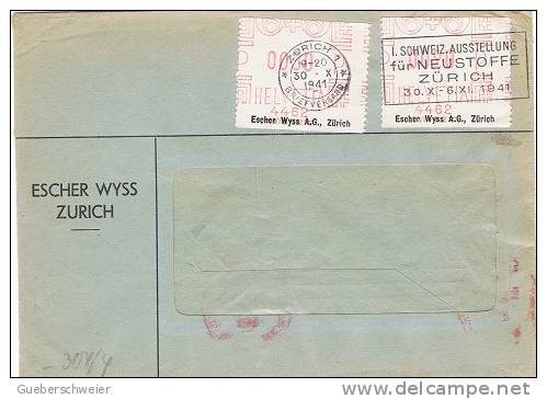 MAIN L1 - SUISSE Flamme Pro Infirmis Sur Lettre Avec Vignette D'affranchissement Privé Escher Wyss Zurich 1941 - Postage Meters