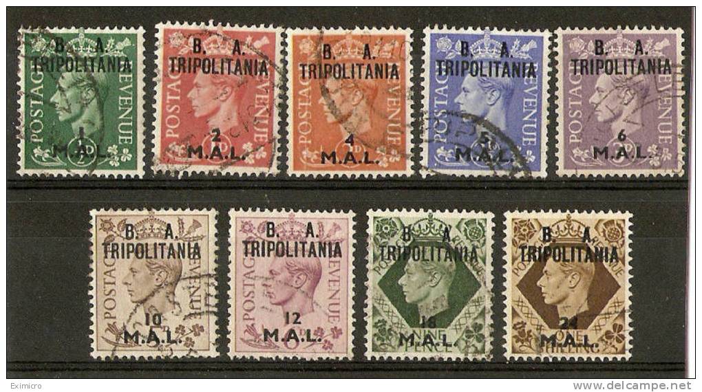 BOIC - TRIPOLITANIA 1950 VALUES TO 24l On 1s SG T14 - T23 FINE USED Cat £36.85 - Other & Unclassified