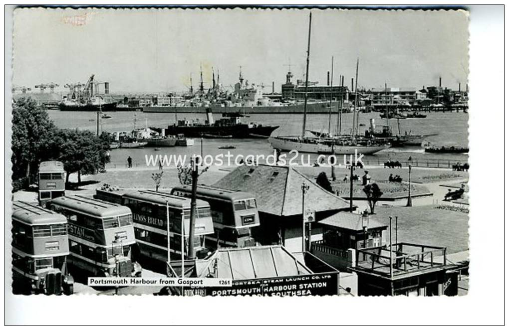 Portsmouth Harbour From Gosport,Buses,Real Photo - Postcard - Post Free - Portsmouth