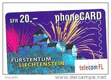 LIECHTENSTEIN   - TELECOM FL    ( REMOTE) - VADUZ CASTLE   20 EXP. 8.03  - USED  -  RIF.  776 - Liechtenstein