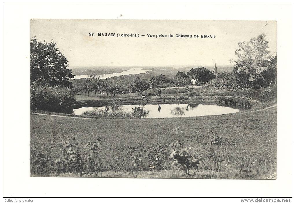 Cp, 44, Mauves, Vue Prise Du Château De Bel-Air, Voyagée 1923 - Mauves-sur-Loire