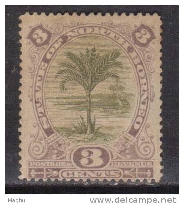 Malaya North Borneo 1894 Postal Used, 3c Sago Palm Tree, P14 1/2 X 15 - Sabah