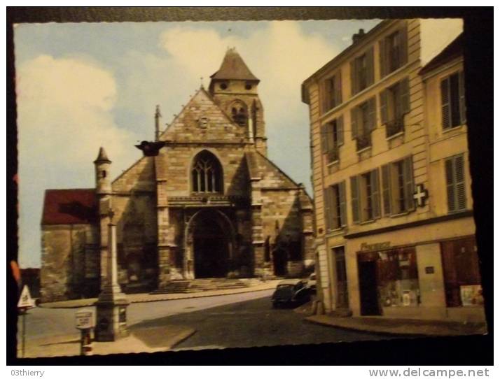 CPSM 91 LONGJUMEAU L´EGLISE Non Ecrite Mais Dos Decolle Visible Citroen DS Et Enseigne Pharmacie - Longjumeau