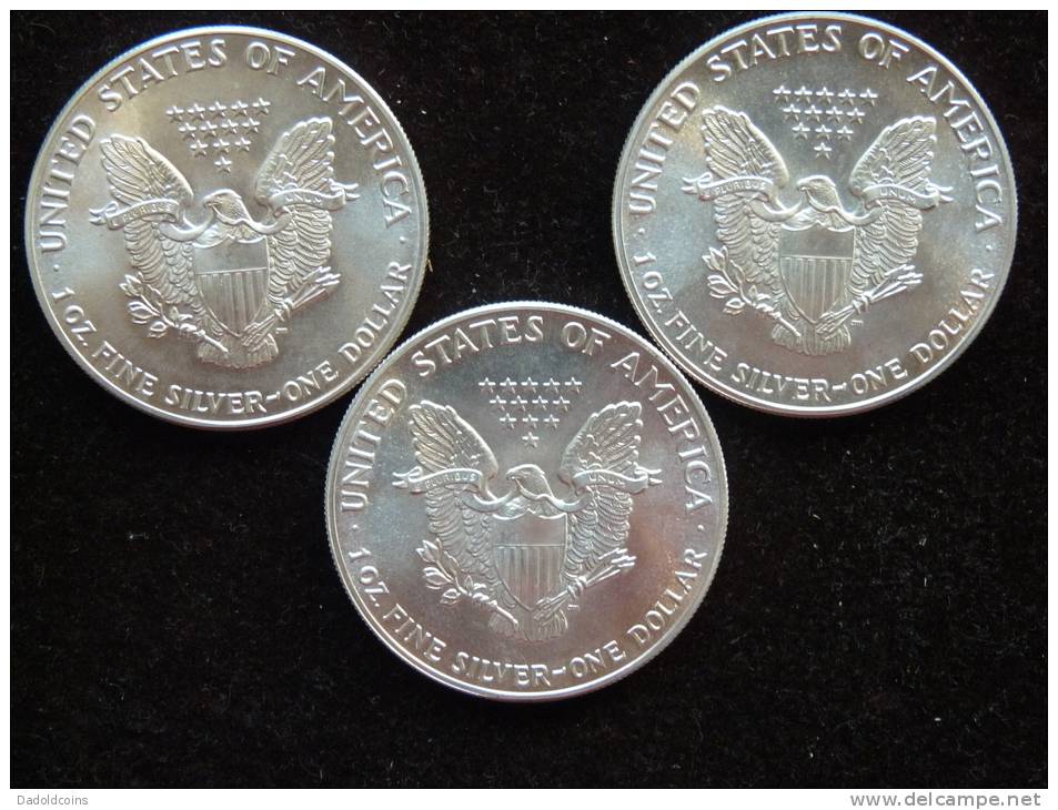 Estados Unidos United States 3x 1 Dollar 1 Oz Troy Silver Plata Argent 0,999 Liberty 1988-87-86 Uncirculated - 1979-1999: Anthony