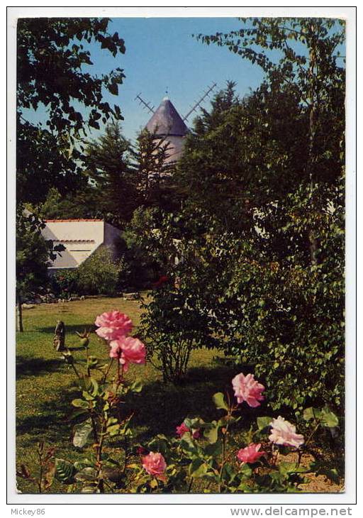Ile De Noirmoutier---datée  1982---NOIRMOUTIER---Le Moulin De La Houssinière (fleurs,roses) ,cpm N°340  éd  Artaud - Noirmoutier