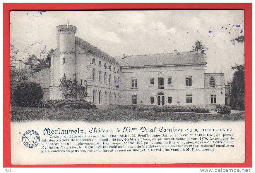 CPA: Belgique - Morlanwelz - Chateau De Mme Vital Cambier (Série La Belgique Historique) - Morlanwelz