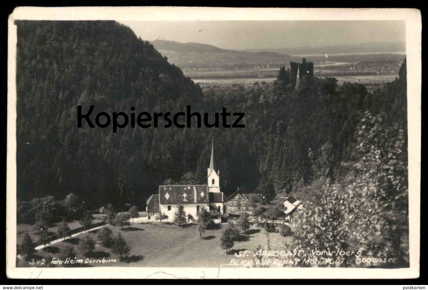 ALTE POSTKARTE ST. ARBOGAST VORARLBERG BLICK AUF RUINE MONTFORT BODENSEE Götzis Austria Österreich Cpa Postcard AK - Götzis