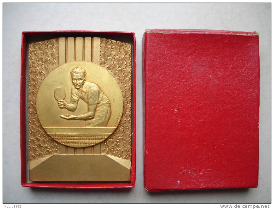 Ancienne Médaille En Bronze . Tennis De Table . Ping-Pong . Old Medal . Championnat De Basse Normandie 1973 - Tenis De Mesa