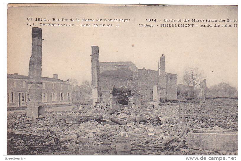 20208 Guerre 1914 -1918 Dans Les Ruines - Bataille Marne Sept 1914 . Thieblemont France- éd Gauthier - Guerre 1914-18