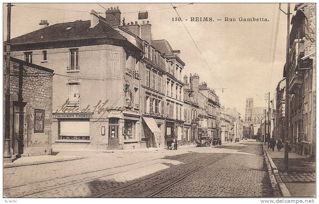 CPA  (51)      REIMS  -   Rue Gambetta   (Etablissements Economiques) - Reims