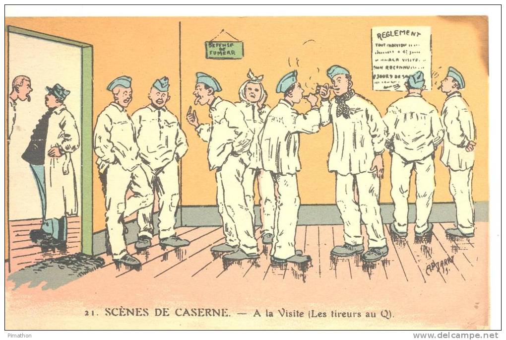 21  SCENES DE CASERNE - A La Visite ( Les Tireurs Au Q ), Petite Tache En Haut à Droite ( Voir Scan ) - Humoristiques