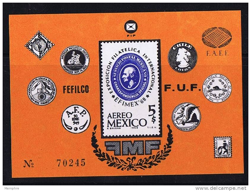 1968  EFIMEX Stamp Exhibition Souvenir Sheet  SC C345  MNH ** - México