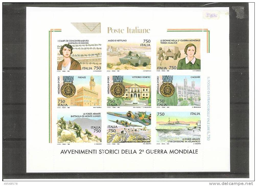 FOGLIETTO P.O. ITALIA -1995 - Avvenimenti Storici Della II Guerra Mondiale - - Blocks & Sheetlets