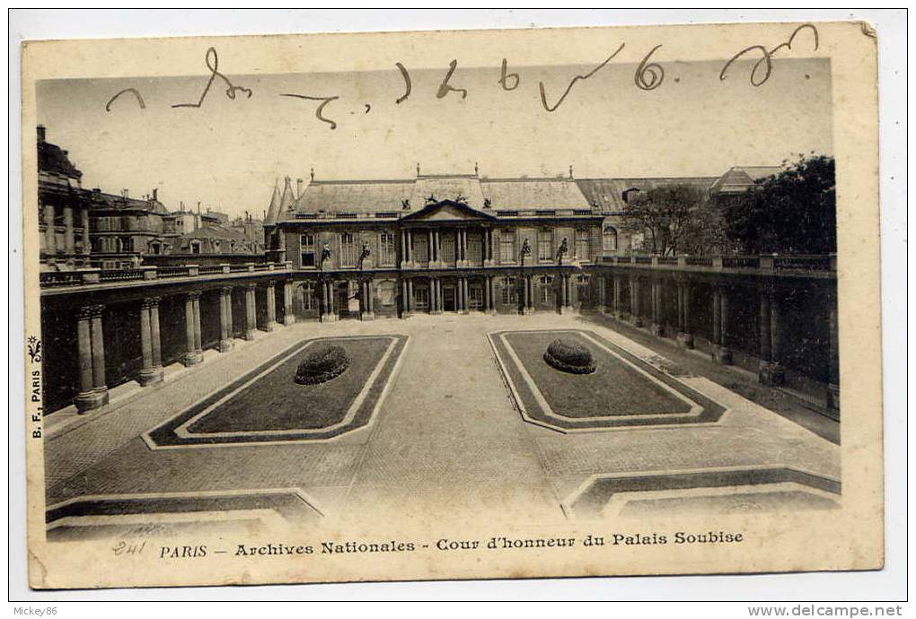 PARIS 3ème - 1903--Archives Nationales--Cour D'Honneur Du Palais Soubise N° 241 ??  éd BF Paris----précurseur - Arrondissement: 03