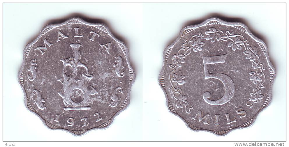 Malta 5 Mils 1972 - Malte