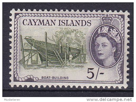 Cayman Islands 1955 Mi. 148     5 Sh Queen Elizabeth II. & Boat-Building MH* - Caimán (Islas)