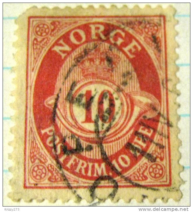 Norway 1893 Posthorn And Crown 10ore - Used - Oblitérés