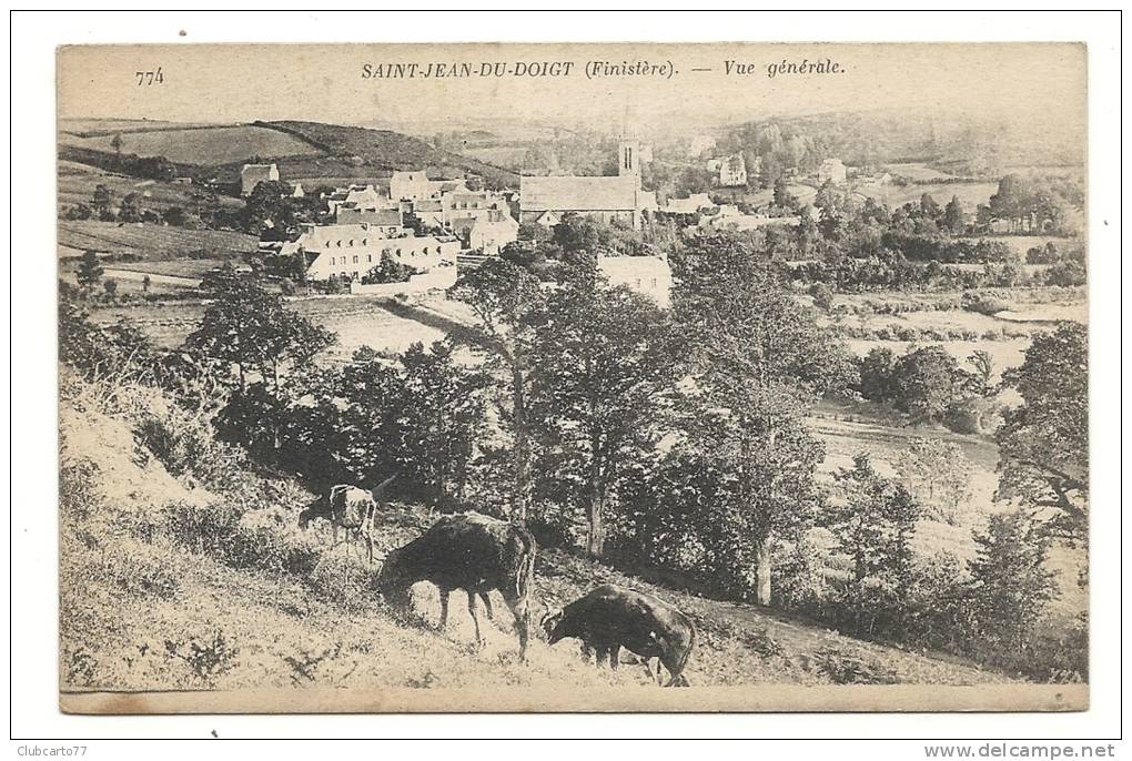 Saint-jean-du-Doigt (29) : Vaches Au Pâturage Et Vue Générale En 1920 (animée). - Saint-Jean-Trolimon