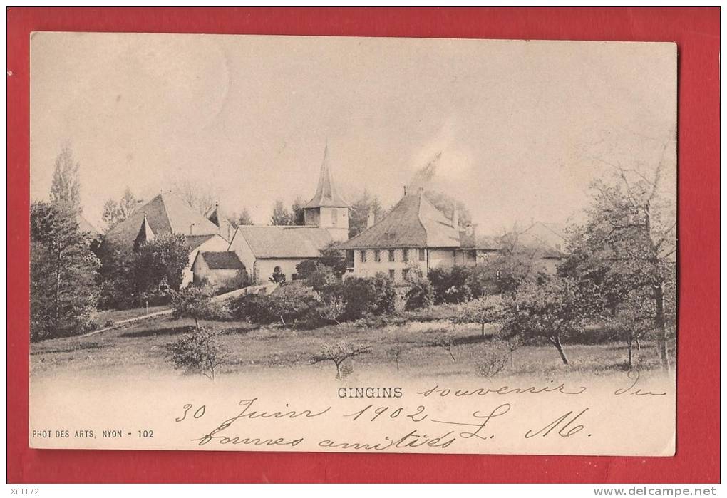 X0308 Gingins Sur Nyon.Précurseur.Cachet 1902.Photo Des Arts,102 - Gingins