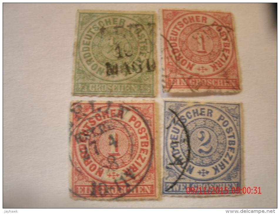 NORTH GERMAN CONFEDERATION, SCOTT #,2, #4, #4, #5,, USED - Afgestempeld