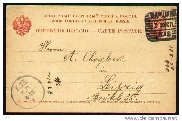 RUSSIA 1906 - ENTIRE POSTAL CARD From WARSAW, POLAND To LEIPZIG, GERMANY - Stamped Stationery